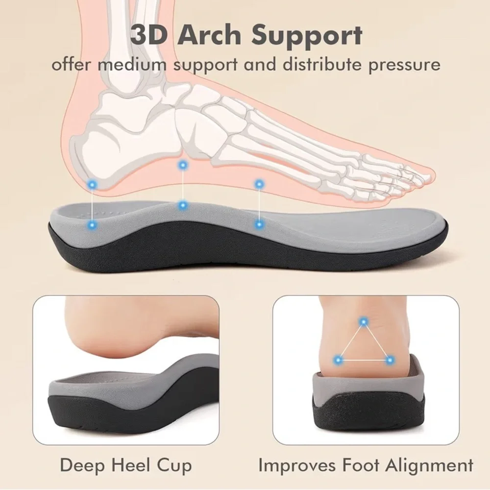 V Step Orthopedic Slides Womens Size 10 Mens 9 Black Adjustable Arch Support New